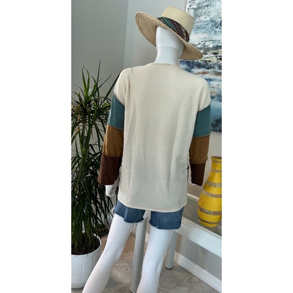 Color block raw stitch top S M L XL - Picture 5 of 6